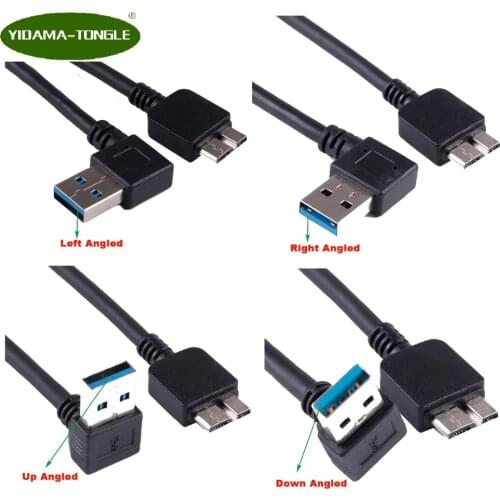 USB 3.0 Cable Angled 90 Degree Up Down Left Right USB Type A Male To Micro B Data Cables Cord Lead For External Hard Drive Disk