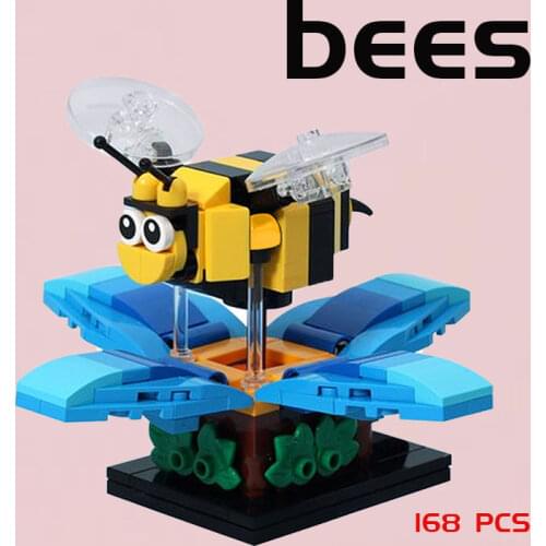 MOC Build Block Maker Cute Animals Bees Creative Assembly Model Puzzle Childrens Toy DIY Building Bricks Birthday Gift