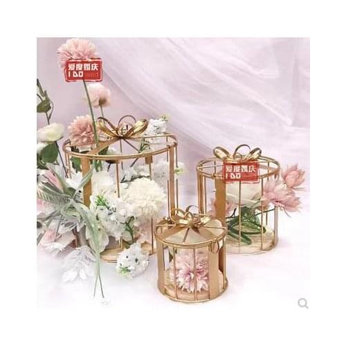 Creative dessert display stand flower box gift box birdcage iron decoration flower box gift box welcome area ornament