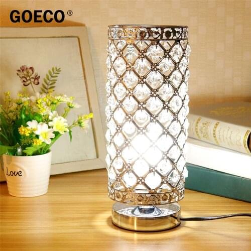Crystal Bedside Table Lamp Sliver Bedroom Nightstand Light 220v/E27 Bulb base, for Guest-Room,Dresser Table Decoration Desk Lamp