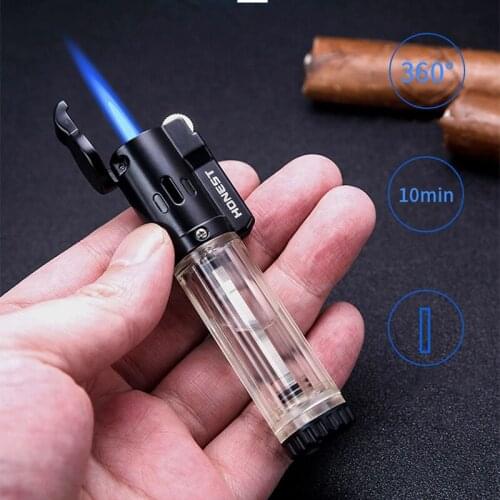 Cool Butane Torch Lighter Windproof Blue Flame Straight Into The Lighter Smoking Accessories Gift for Men Tobacco Accessories
