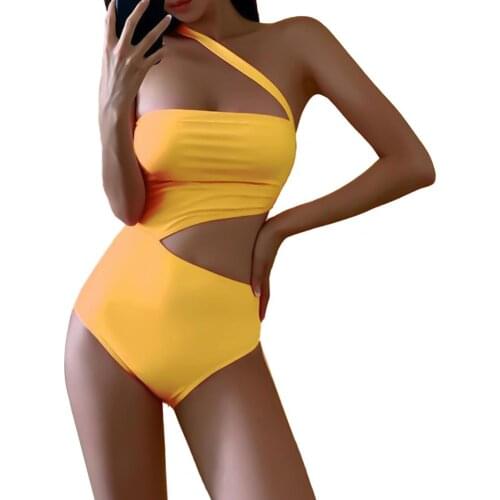 Bikini One-piece Gradient Polyester Sexy Hollow Swimsuit for Vacation