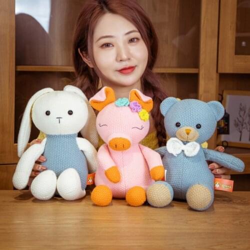 Cartoon Cute Pink Pig Plush Toys Soft Elephant Bear Deer Stuffed Kawaii Animals for Girls Kids Birthday Gifts Home Decorative