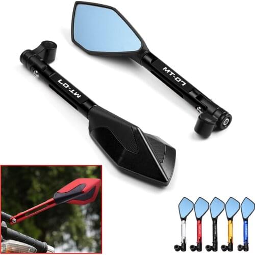 MT-07 Motorcycle Handlebar End Mirrors Anti Glare Bluish Hawk-Eye Rearview Mirrors For YAMAHA MT07 MT FZ 07 FZ07 Accessories