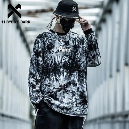 11 BYBBS DARK Hip Hop Streetwear Hoodie Sweatshirts Men 2020 Autumn Tie Dye Cotton Loose Hoodie Casual Harajuku Hoodie Pullover
