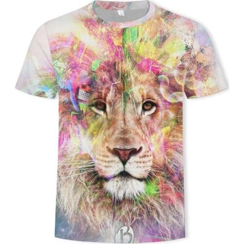 Men Tops 2019 Summer Lion 3D Mens T-shirt Fashion Animal Print T-Shirt Men Casual Cat Short-Sleeve Tee Shirt Homme 5XL