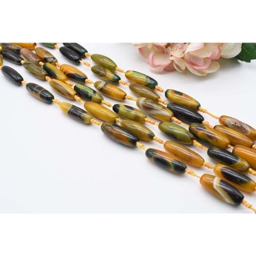 2 strands/lot 40*15mm Natural Smooth Oval Agate stone For DIY Bracelet Necklace Jewelry Making Strand 15"