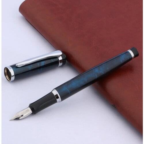 Baoer 508 Magic Blue Silver Trim Metal Medium M Nib Fountain Pen