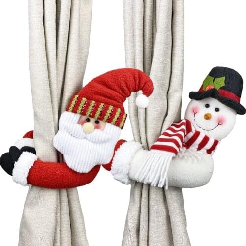 Santa Claus Elk Windows Christmas Curtain Decor Merry Christmas Decor for Home Christmas Gifts Navidad 2020 Happy New Year 2021