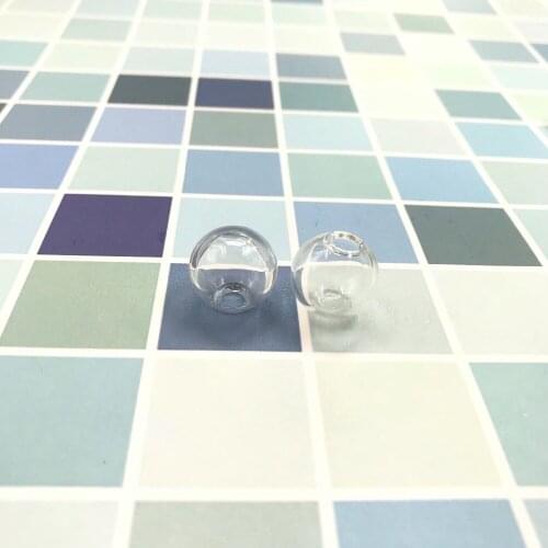 10pcs/lot 16mm Mini Light bulb Globe Glass bubble round ball with hole glass jars Diy hollow glass orbs vial pendant Accessories