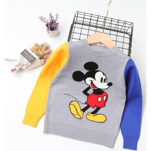 Fall Little Children Pullover Sweater Cartoon Mickey Mouse Jacquard Weave Cute Kids Boy Knit Tops Winter Christmas Outfits