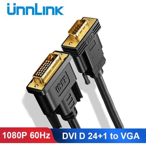 Unnlink Active DVI to VGA Adapter FHD 1080P@60 DVI D 24+1 to VGA Digital Adapter Converter Cable For Laptop Host Graphics Card