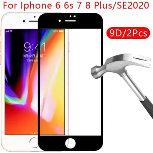 9d protective tempered glass for iphone 6 s 6s s6 7 8 plus se 2020 2 screen protector on i phone iphon 6plus 6splus 7plus 8plus