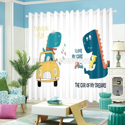 Cartoon Dinosaur Blackout Curtains Treatment Drapes Window Curtains for Living Room Bedroom Blinds Kids Room Home Decor