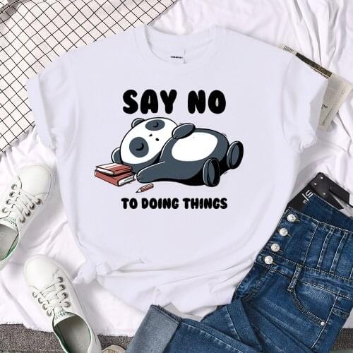 Say No To Doing Things Lazy Panda womens T-shirt Anime Large Tee Casual T Shirt Cartoon Tees Summer Spring Punk womens Tshirt