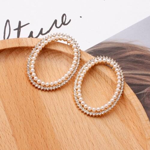 YADA Top Quality Big Circle White Pearl Hoop Earring Statement Round Geometry Earring For Women Jewelry Earrings Femme ER210016