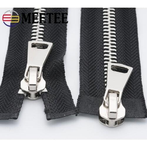 Meetee 8# 70/80/100/120cm Double Open End Metal Black Zipper Clothing Jacket Coat Outdoor DIY Sewing Zipper Accessories