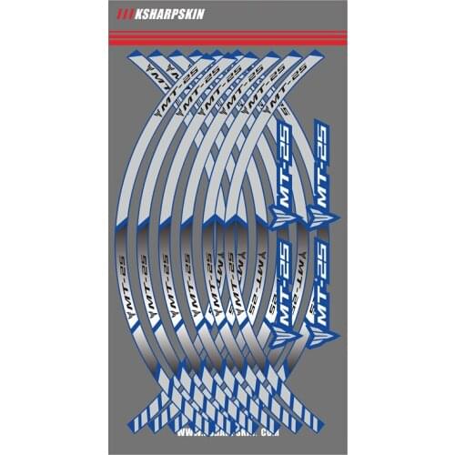 12 X Motorcycle Thick Edge Outer Rim Sticker Stripe Wheel Decals FOR YAMAHA MT25 MT-25