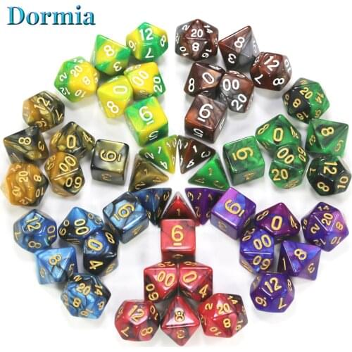 26 Color 7 pcs/Set Polyhedron Mixed Colours Effect game Dice d4-d20 ,for DND TRPG Gift Board Game Accessories