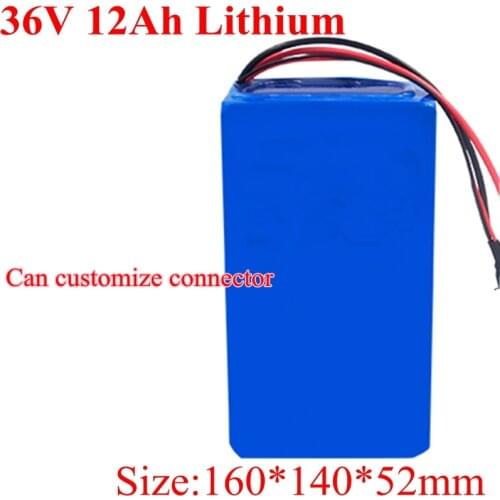 36v 12ah Lithium 10ah Li-ion Battery Pack 18650 Cell with BMS for 36v 350w Motor Electric Bike Scooter Sightseeing Cart +Charger