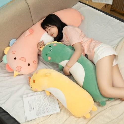 75/95/125CM Cartoon Animal Dinosaur Penguin Piggy Plush Toys Stuffed Soft Long Dog Sleeping Pillow Dolls Children Birthday Gift