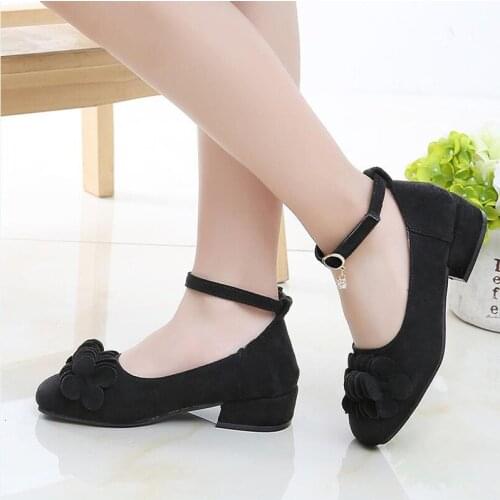 Big Children Red Ankle Strap Princess Leather Shoes For Kids Teens Girls High Heel Party And Wedding Dance Dress Shoes New 2020