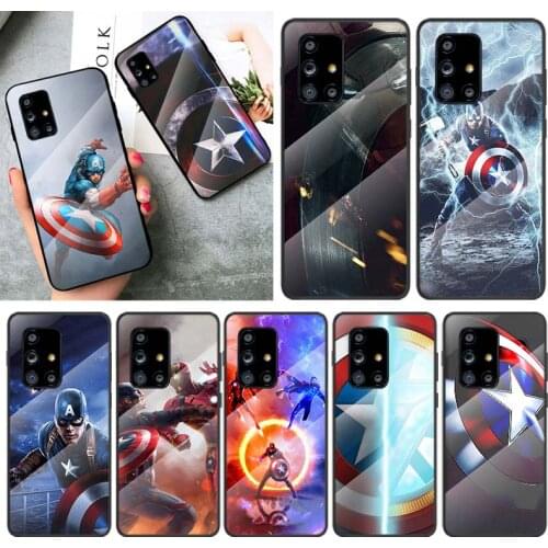 Tempered Glass Cover Art Logo Captain Marvel For Samsung Galaxy A91 A81 A72 A71 A52 A51 A41 A31 A21S A11 A01 Phone Case