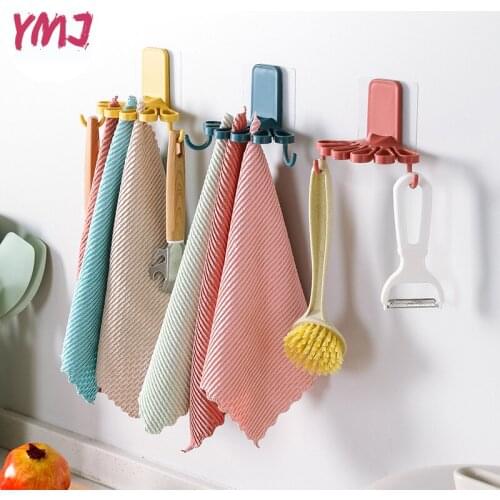 Towel Holder with Hook Wall mounted Window Bathroom Tool Convenient Kitchen Storage Hook Washing Cloth Hanger Rack Rag Organizer