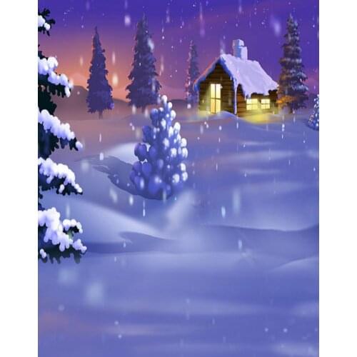 Cartoon House in Snow Winter for Children Photography Backdrops Photo Props Studio Background 5x7ft