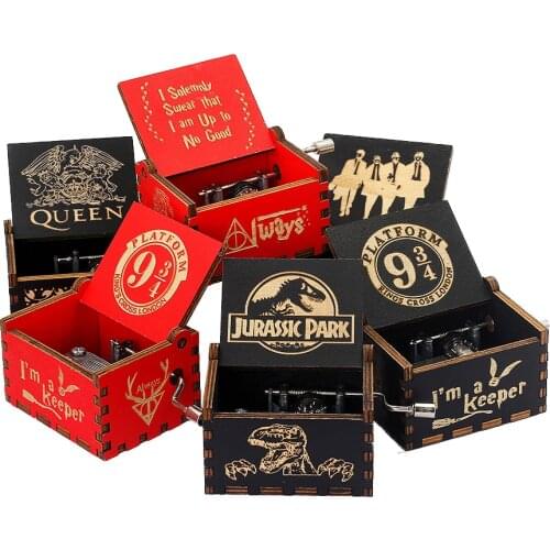 HOT Wooden Hand crank Music Box Beauty and the Beast Exquisite Elegant Music Box Gift Home Decoration Ornaments Christmas Gift