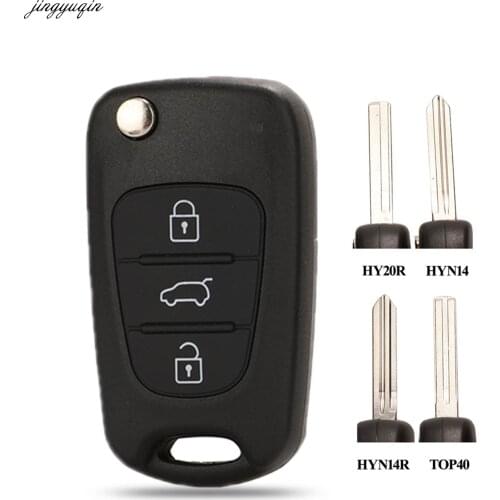 Jingyuqin 10pcs 3 Buttons Flip Folding Remote Car Key Shell For HYUNDAI I30 IX35 For Kia K2 K5 Car Blank Keys Housing