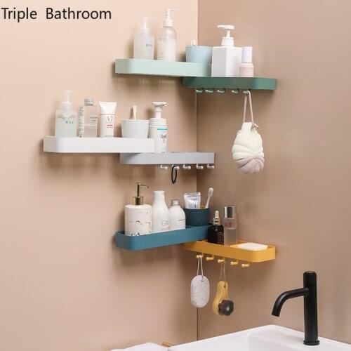 Punch-free Cosmetics Storage Holder Plastic Bathroom Draining Double Layer Wash Set Organizer Box Shelf Restroom Accessories