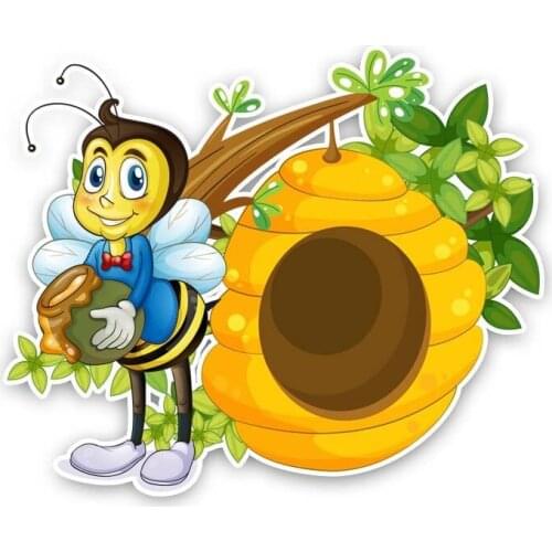 Beautiful Anime A Bee Holding A Honey Jar Car Sticker Decoration Door Body Window Vinyl Colorful Funny Auto Sticker Kk 16*13cm