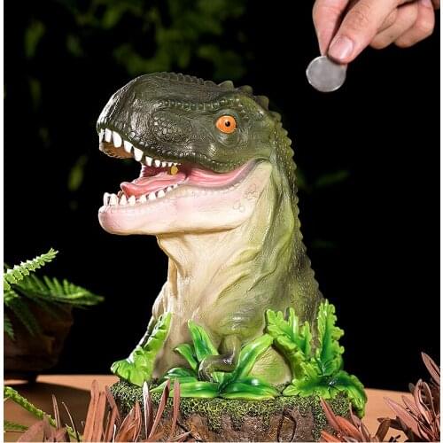 Cool Tyrannosaurus Piggy Bank resin Boy toys Coins Storage Money Saving Deposit Box Home Desktop Decoration Christmas Gift