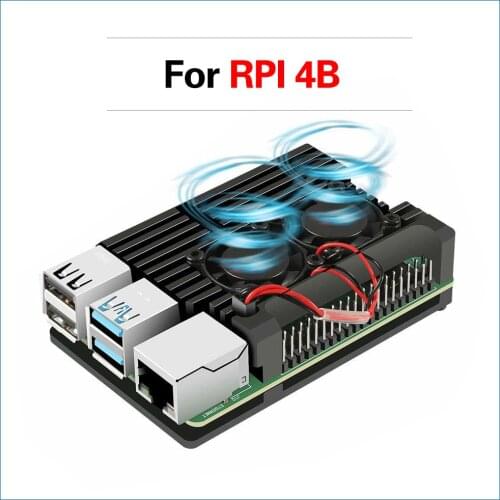 S ROBOT Raspberry Pi 4 4B Metal Case Raspberry Pi Case with Dual Cooling Fan Aluminium Alloy Protection Cases for RPI 4B RPI104