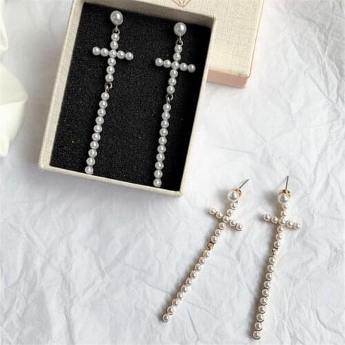 Trendy Minimalist Zircon Drop Earrings for Women Simple Geometric Cross Gold Earrings Girls Rhinestone Pendant Mujer Jewelry