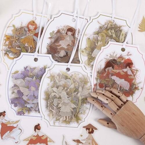 45pcs Cute Fairy Sticker Set Diy PET Decorative Stickers Scrapbook Decal Sticker For Scrapbooking Journal Planner Album Diary