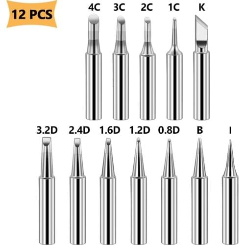 12pcs/10pcs Soldering Iron Tips Set 900M Copper Welding Heads BGA Tools fit Hakko Atten Quick Saike Kada Aoyue soldering station