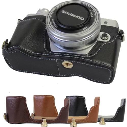 Genuine Leather Half Body Camera Bottom Case For Olympus OM-D EM10III EM10 III E-M10III E-M10 Mark III with Battery Openning