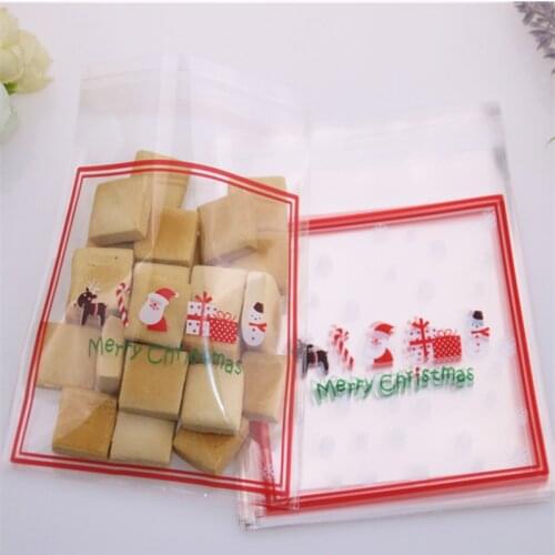 New Design 100pcs/lot 10x13cm Transparent Christmas Candy Packaging New Year Sacchetti Regalo Plastic Baking Cookie Bags