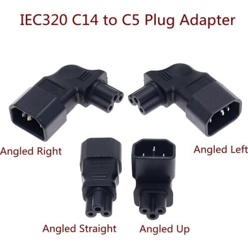 IEC320 C5 Power Converter, IEC C14 Male Plug to C5 Up/Left/Right/Strainght Angle Connector 10A 250V
