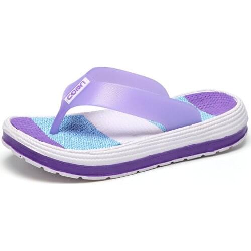 2021 Summer Slippers Women Casual Massage Durable Flip Flops Beach Sandals Female Wedge Shoes Striped Lady Room Slippers