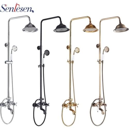 Senlesen Shower Faucet Bathroom Shower Rain Shower Set Brass Home Wall-Mounted Golden/ Chrome/Antique Brass/Orb