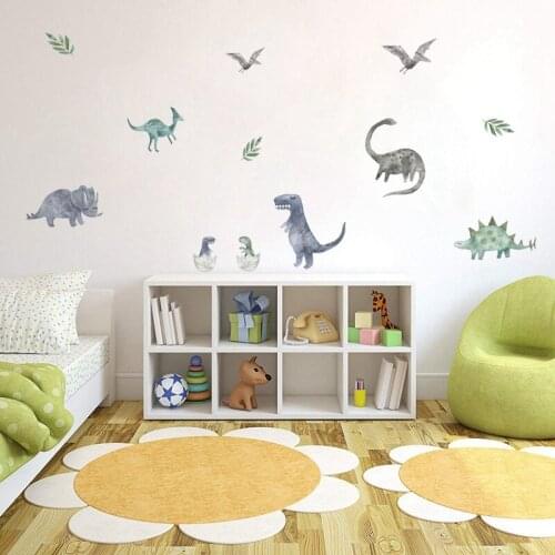 Cute Cartoon Watercolor Dinosaur DIY Wall Sticker for Baby Children Room Nursery Window Door Sticker Home Decor Boy Gift