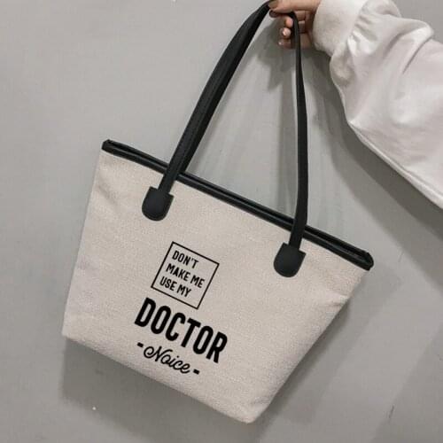 Doctor Voice Funny Printed Tote Bag Personalizd Accessories Work Bag Gift for Doctor Women Handbag Beach Bag Dropshipping