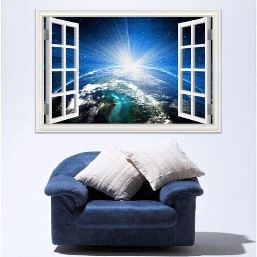 PVC universal Landscape wall sticker Removable Modern brilliant 3D window view wall decor paper wall art adesivo de parede