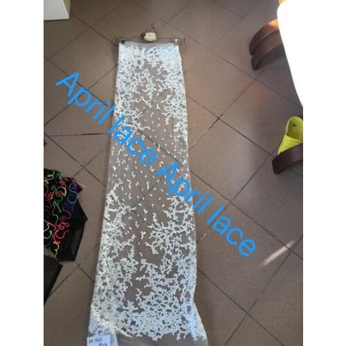 Stock MX194 offwhite color best quality dobby haute couture embroidery tulle lace for evening dress/sawing/bridal gown wedding