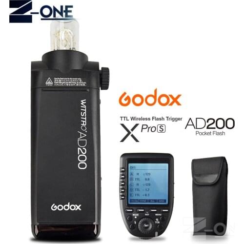 Godox AD200 200Ws TTL GN60 HSS Flash Built-in 2.4G Wireless +Xpro-S Flash Trigger Transmitter for Sony A77 II A99 A9 A7R III