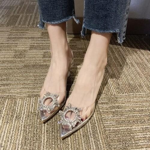 2020 Party Shoes for Women Sandals Transparent Crystal Shoes Women High Heels Slingback Pumps Women Shoes Summer Shoes Woman