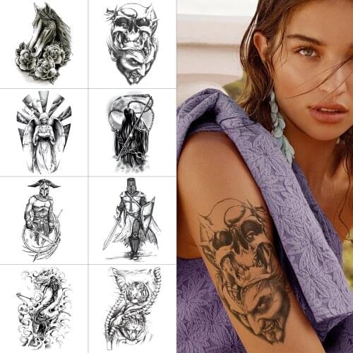 Woman temporary tattoo stickers Angel jesus ink color tattoo Buddha demon warrior black arm tattoos Pony tiger body tattoo